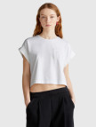 Kadın Beyaz Dantel Detaylı Kısa Kol Esnek T-Shirt