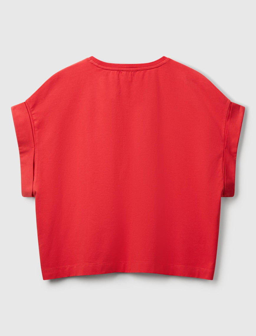 Kadın Mercan Dantel Detaylı Kısa Kol Esnek T-Shirt