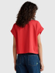 Kadın Mercan Dantel Detaylı Kısa Kol Esnek T-Shirt