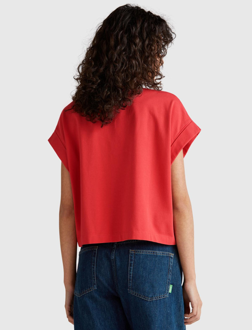 Kadın Mercan Dantel Detaylı Kısa Kol Esnek T-Shirt