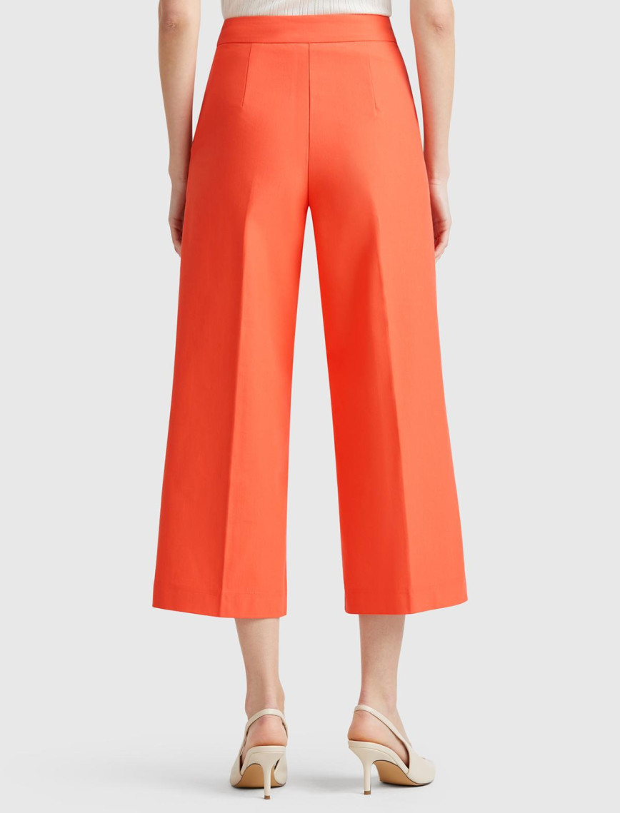 Kadın Turuncu Pamuk Karışımlı Cepli Straight Fit Yüksek Bel Pantolon Kadın Turuncu Pamuk Karışımlı Cepli Straight Fit Yüksek Bel Pantolon