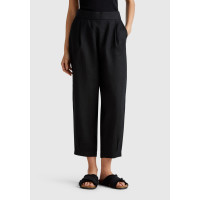 Kadın Siyah %100 Keten Arka Beli Lastikli Paçası Dar Relax Fit Pantolon Kadın Siyah %100 Keten Arka Beli Lastikli Paçası Dar Relax Fit Pantolon