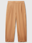 Kadın Bej %100 Keten Arka Beli Lastikli Paçası Dar Relax Fit Pantolon Kadın Bej %100 Keten Arka Beli Lastikli Paçası Dar Relax Fit Pantolon