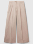 Kadın Bej Pamuk ve Keten Karışımlı İnce Çizgili Palazzo Pantolon Kadın Bej Pamuk ve Keten Karışımlı İnce Çizgili Palazzo Pantolon