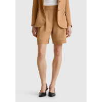 Kadın Bej %100 Keten Arka Beli Lastikli Pileli Relax Fit Bermuda Şort Kadın Bej %100 Keten Arka Beli Lastikli Pileli Relax Fit Bermuda Şort