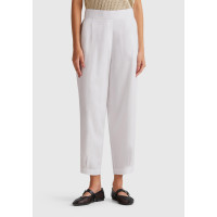 Kadın Beyaz %100 Liyosel Beli Lastikli Balon Fit Pantolon