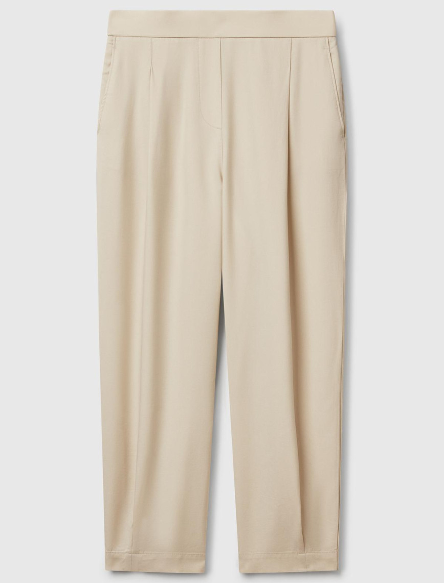 Kadın Taş Rengi %100 Liyosel Beli Lastikli Balon Fit Pantolon