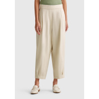 Kadın Taş Rengi %100 Liyosel Beli Lastikli Balon Fit Pantolon