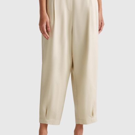 Kadın Taş Rengi %100 Liyosel Beli Lastikli Balon Fit Pantolon