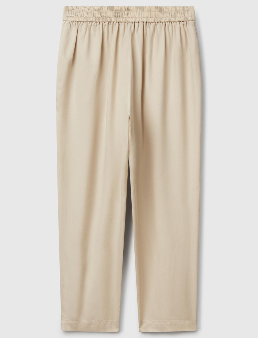 Kadın Taş Rengi %100 Liyosel Beli Lastikli Balon Fit Pantolon