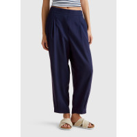 Kadın Lacivert %100 Liyosel Beli Lastikli Balon Fit Pantolon