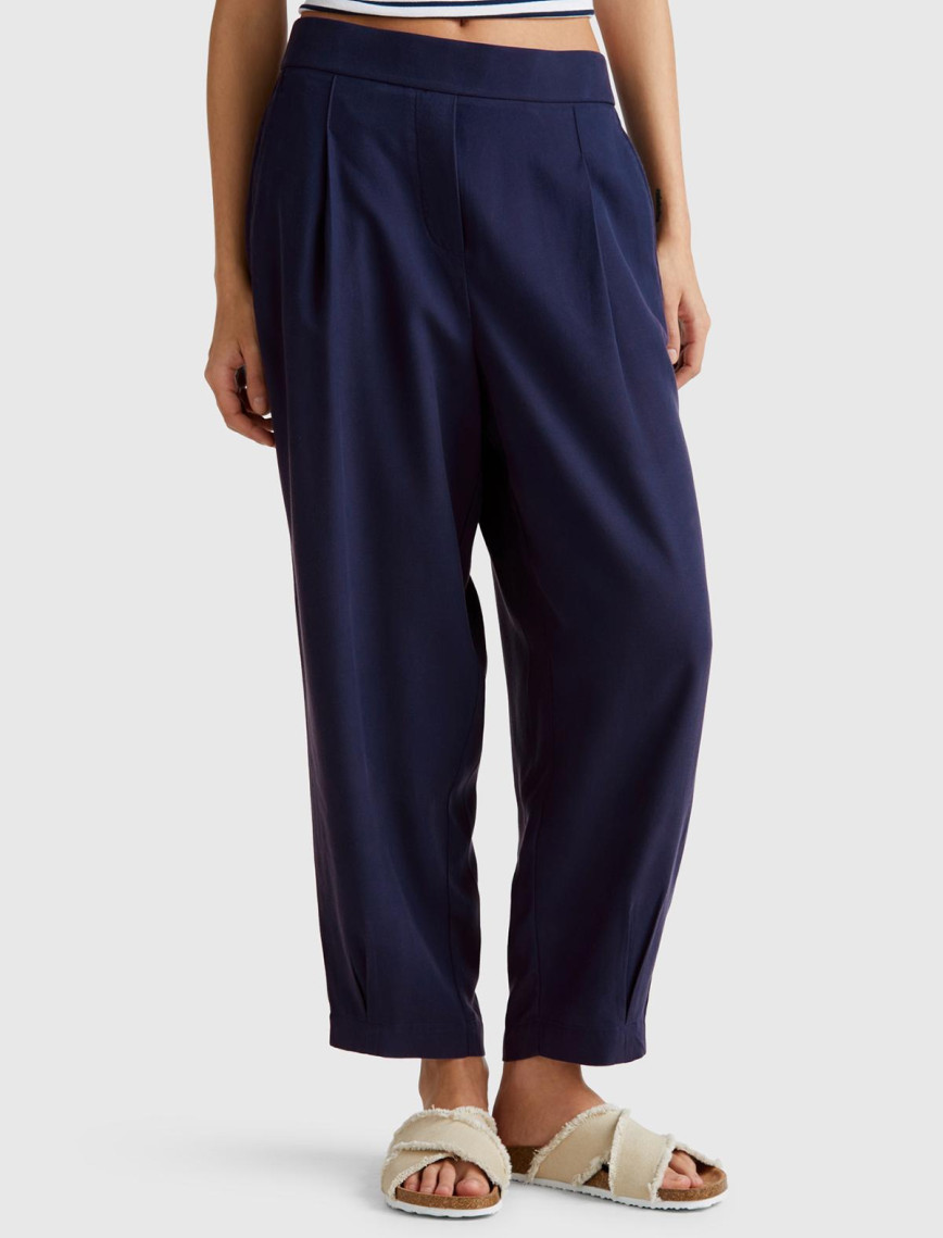 Kadın Taş Rengi %100 Liyosel Beli Lastikli Balon Fit Pantolon