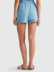 Kadın Açık Mavi %100 Koton Beli Lastikli Şamre Mini Şort Kadın Açık Mavi %100 Koton Beli Lastikli Şamre Mini Şort