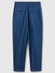 Kadın Koyu Mavi %100 Koton Beli Lastikli Şamre Pantolon Kadın Koyu Mavi %100 Koton Beli Lastikli Şamre Pantolon