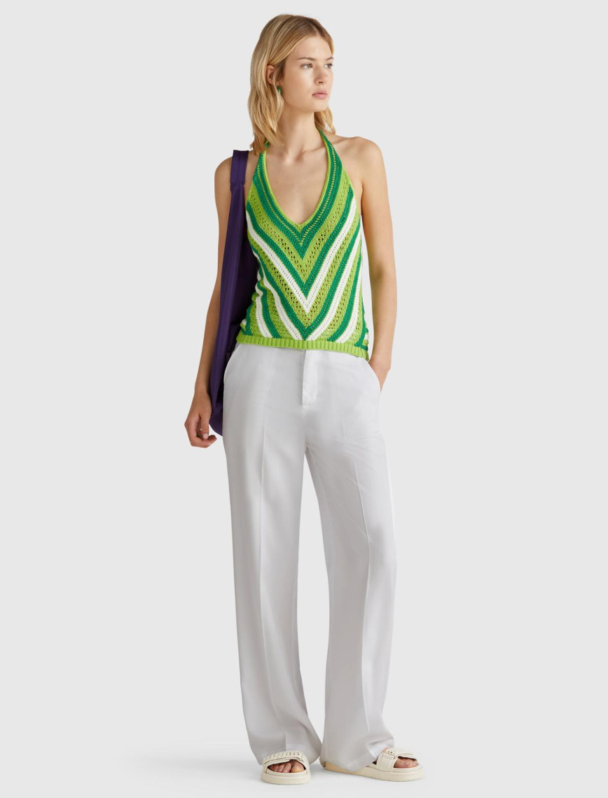 Kadın Beyaz %100 Liyosel Beli Lastikli Düz Paça Pantolon Kadın Beyaz %100 Liyosel Beli Lastikli Düz Paça Pantolon