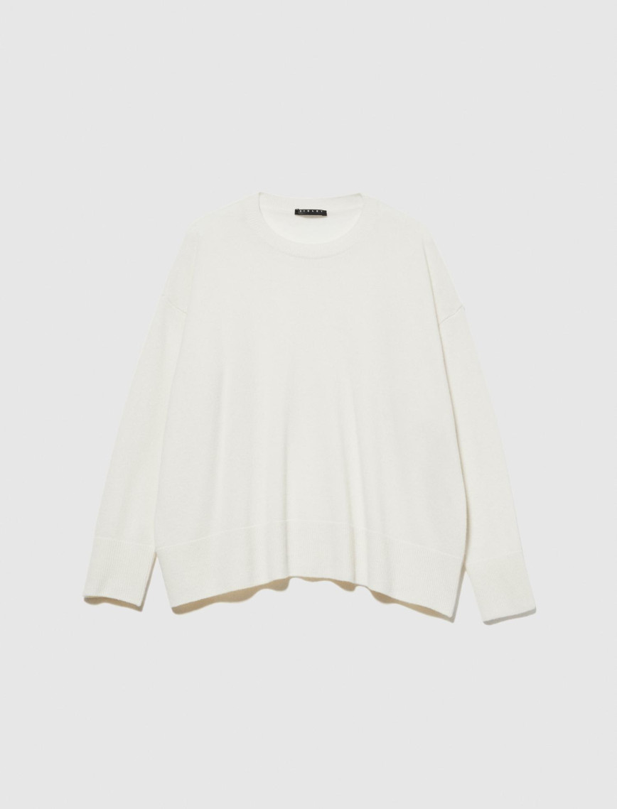 Kadın Vanilya Yün Karışımlı Boxy Fit Kazak