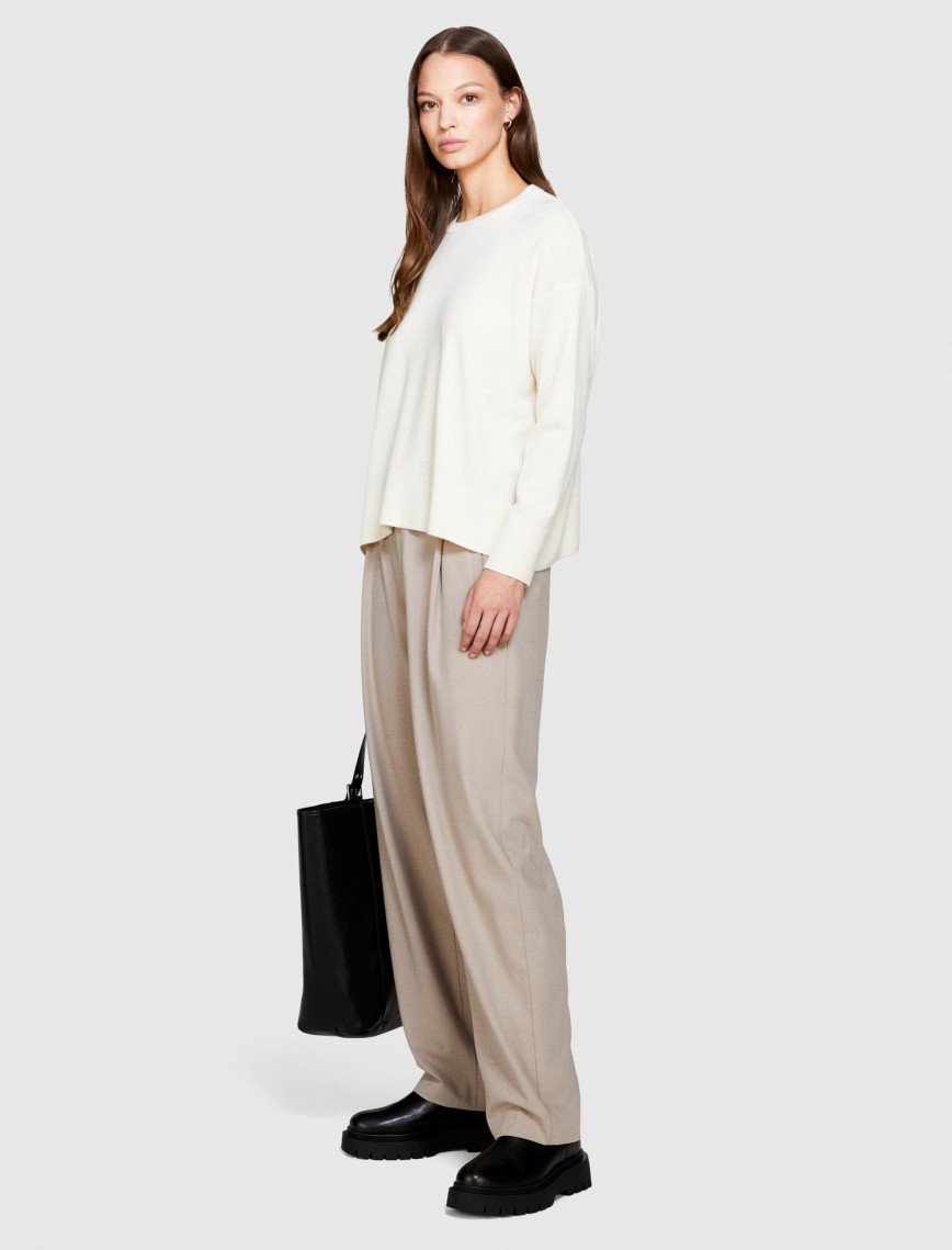 Kadın Vanilya Yün Karışımlı Boxy Fit Kazak