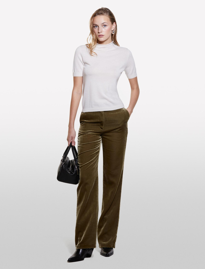 Kadın Bej Yün Karışımlı Yarım Kollu Balıkçı Yaka Kazak