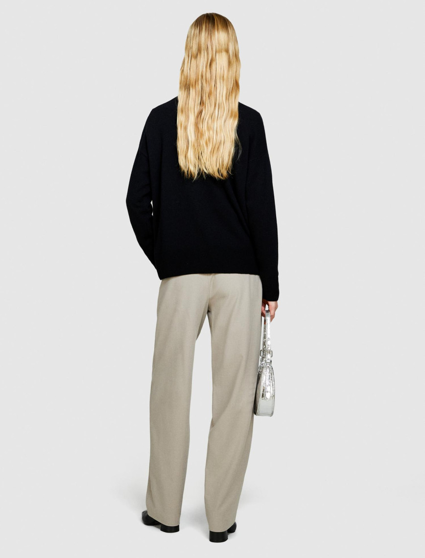 Kadın Siyah Yün Karışımlı Boxy Fit Kazak Kadın Siyah Yün Karışımlı Boxy Fit Kazak