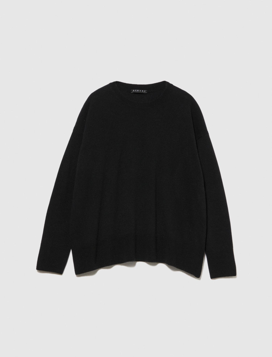 Kadın Siyah Yün Karışımlı Boxy Fit Kazak Kadın Siyah Yün Karışımlı Boxy Fit Kazak