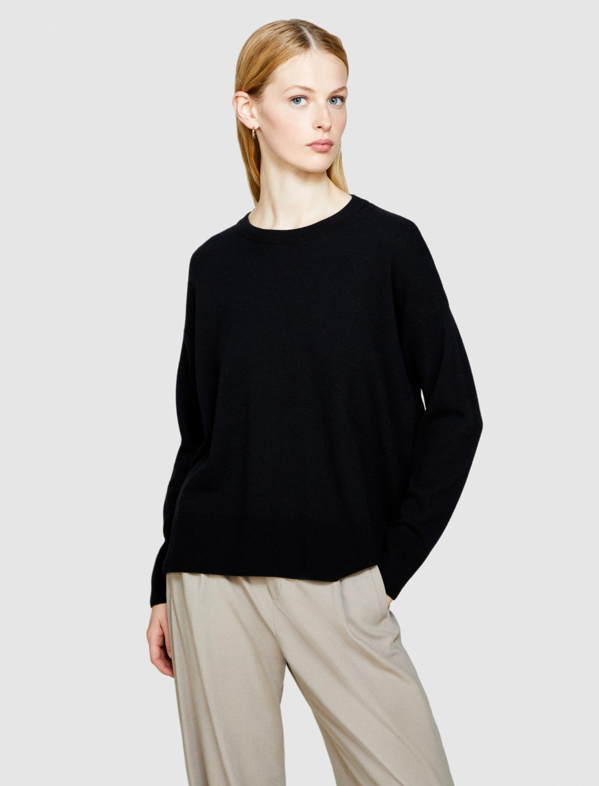 Kadın Siyah Yün Karışımlı Boxy Fit Kazak Kadın Siyah Yün Karışımlı Boxy Fit Kazak