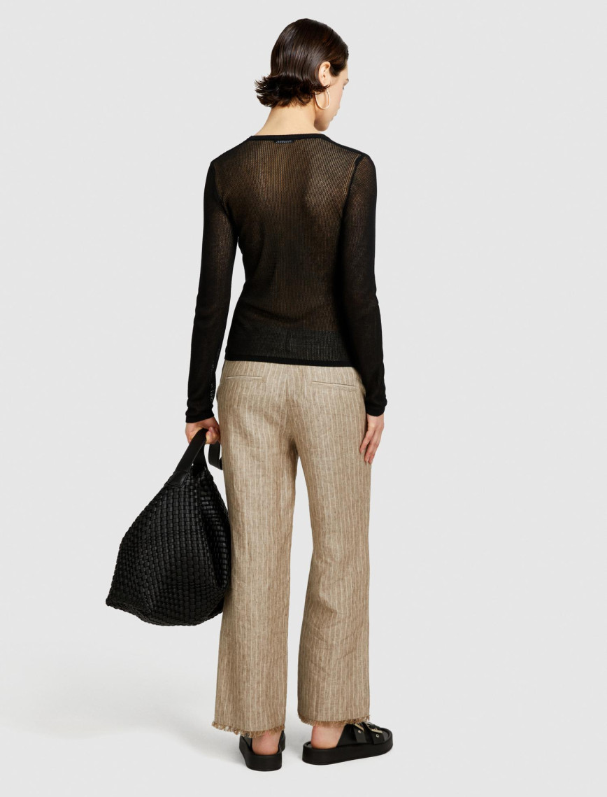 Kadın Siyah %100 Viskoz Dantel Motifli Bisiklet Yaka Kazak Kadın Siyah %100 Viskoz Dantel Motifli Bisiklet Yaka Kazak