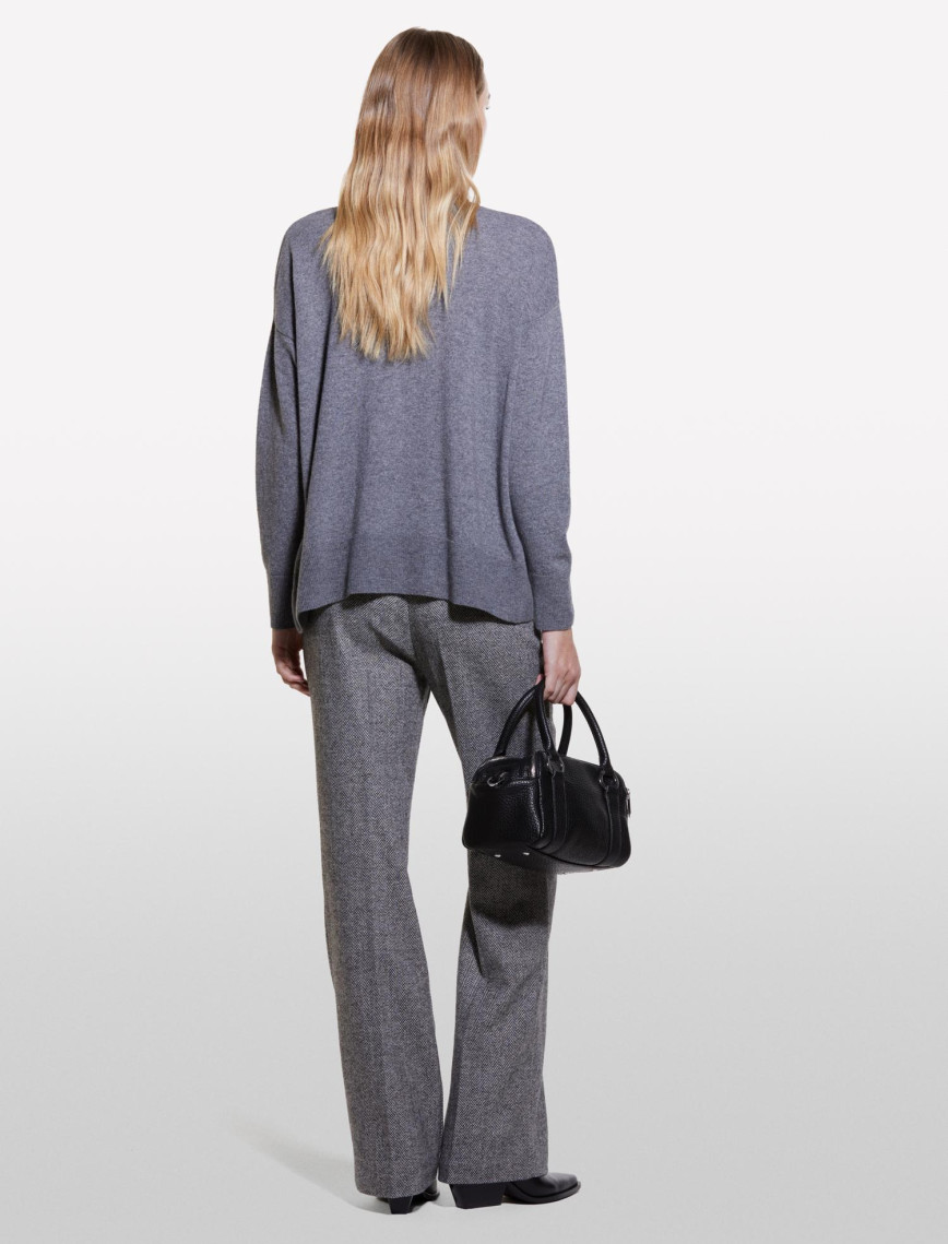 Kadın Koyu Gri Yün Karışımlı Boxy Fit Kazak Kadın Koyu Gri Yün Karışımlı Boxy Fit Kazak