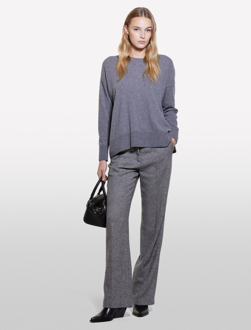 Kadın Koyu Gri Yün Karışımlı Boxy Fit Kazak Kadın Koyu Gri Yün Karışımlı Boxy Fit Kazak