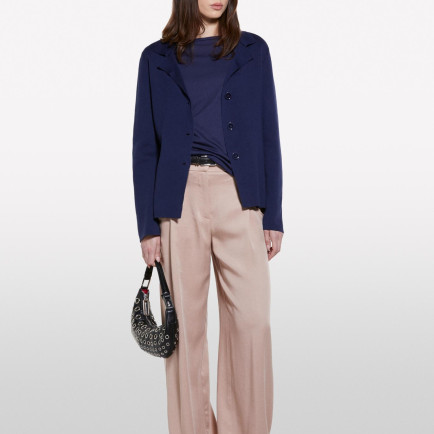 Kadın Lacivert Modal Karışımlı Kayık Yaka Regular Fit T-Shirt Kadın Lacivert Modal Karışımlı Kayık Yaka Regular Fit T-Shirt