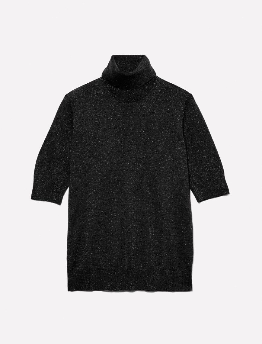 Kadın Siyah Yün Karışımlı Balıkçı Yaka Truvakar Kol Kazak Kadın Siyah Yün Karışımlı Balıkçı Yaka Truvakar Kol Kazak