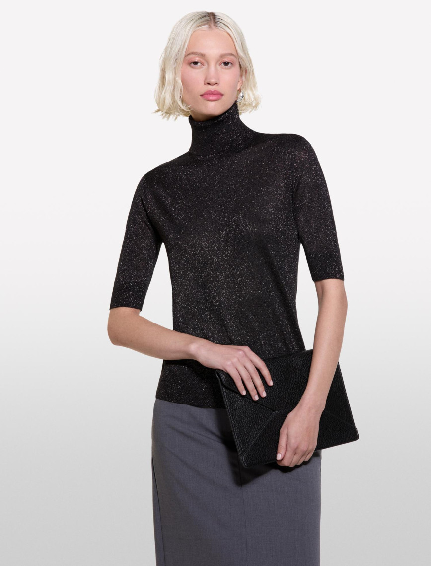 Kadın Siyah Yün Karışımlı Balıkçı Yaka Truvakar Kol Kazak Kadın Siyah Yün Karışımlı Balıkçı Yaka Truvakar Kol Kazak