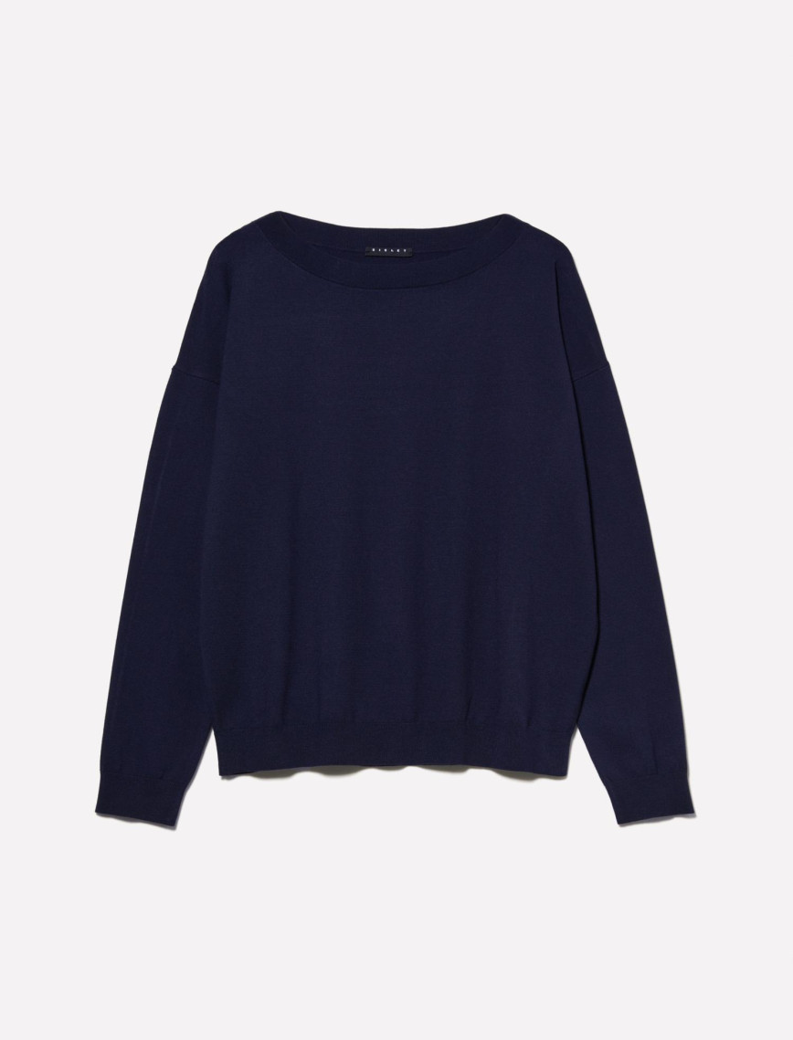 Kadın Lacivert Viskoz Karışımlı Normal Kesim Düz Kayık Yaka Kazak Kadın Lacivert Viskoz Karışımlı Normal Kesim Düz Kayık Yaka Kazak