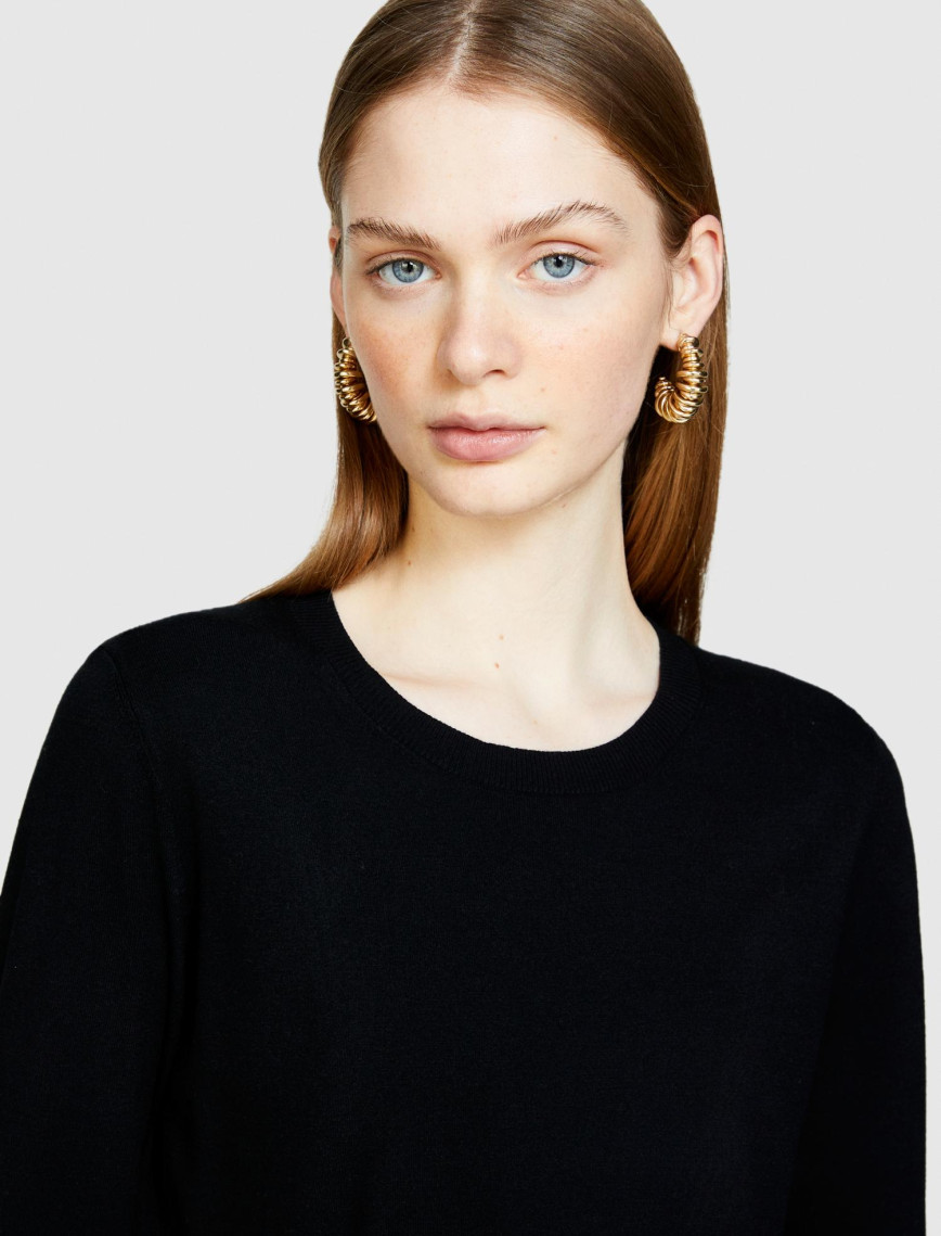 Kadın Siyah Viskoz Karışımlı Bisiklet Yaka Kazak Kadın Siyah Viskoz Karışımlı Bisiklet Yaka Kazak