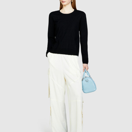 Kadın Siyah Viskoz Karışımlı Bisiklet Yaka Kazak