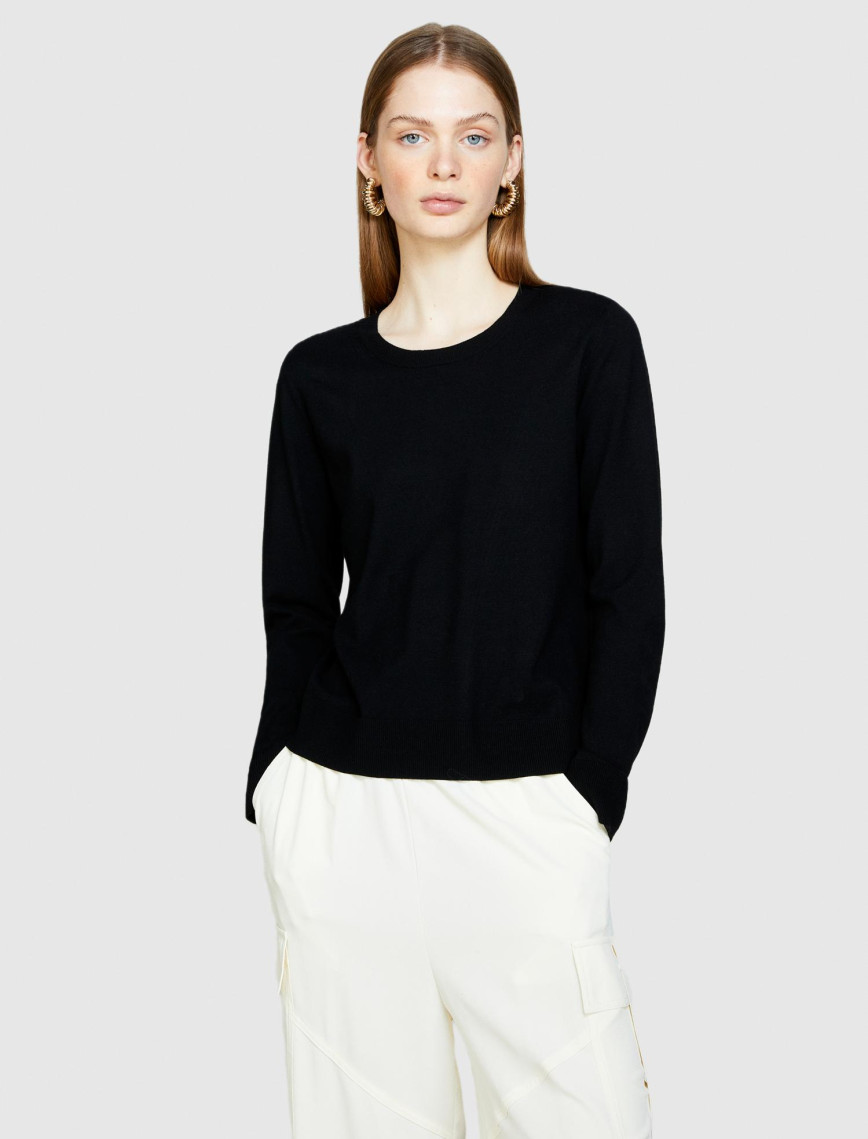 Kadın Siyah Viskoz Karışımlı Bisiklet Yaka Kazak Kadın Siyah Viskoz Karışımlı Bisiklet Yaka Kazak