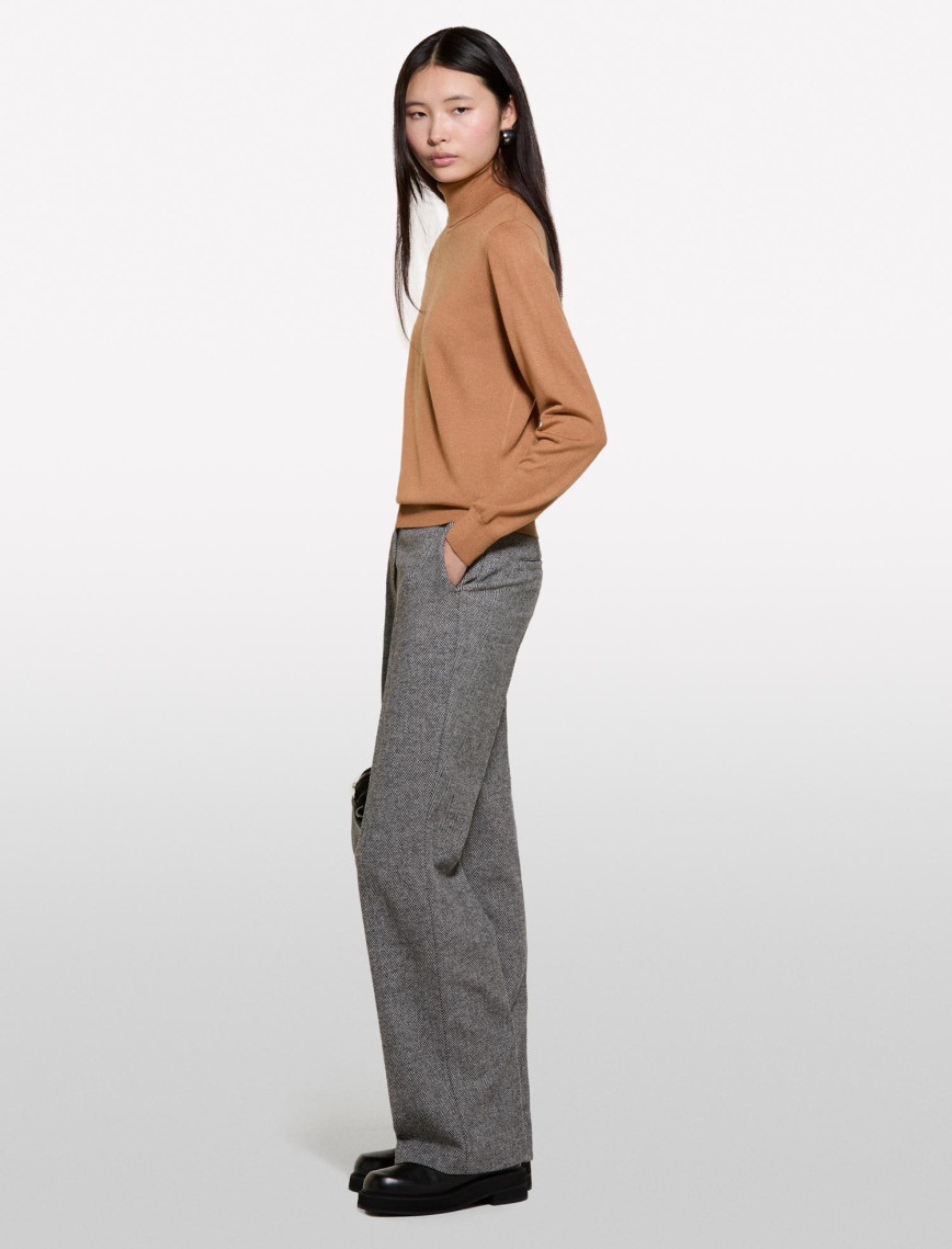 Kadın Tarçın Yün Karışımlı Regular Fit Dik Yaka Kazak Kadın Tarçın Yün Karışımlı Regular Fit Dik Yaka Kazak