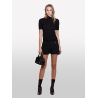 Kadın Siyah Yün Karışımlı Yarım Kollu Balıkçı Yaka Kazak