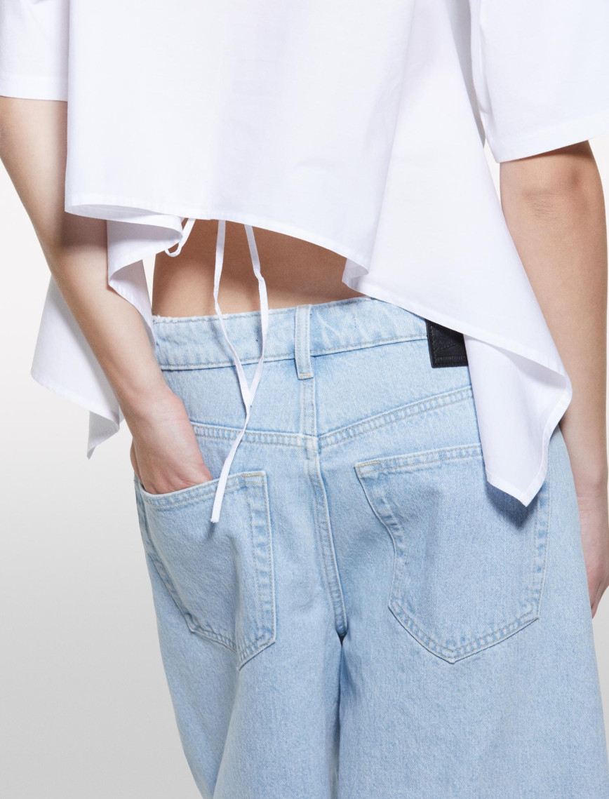 Kadın Beyaz %100 Pamuk Arkası Bağcıklı Bisiklet Yaka Regular Fit T-Shirt Kadın Beyaz %100 Pamuk Arkası Bağcıklı Bisiklet Yaka Regular Fit T-Shirt