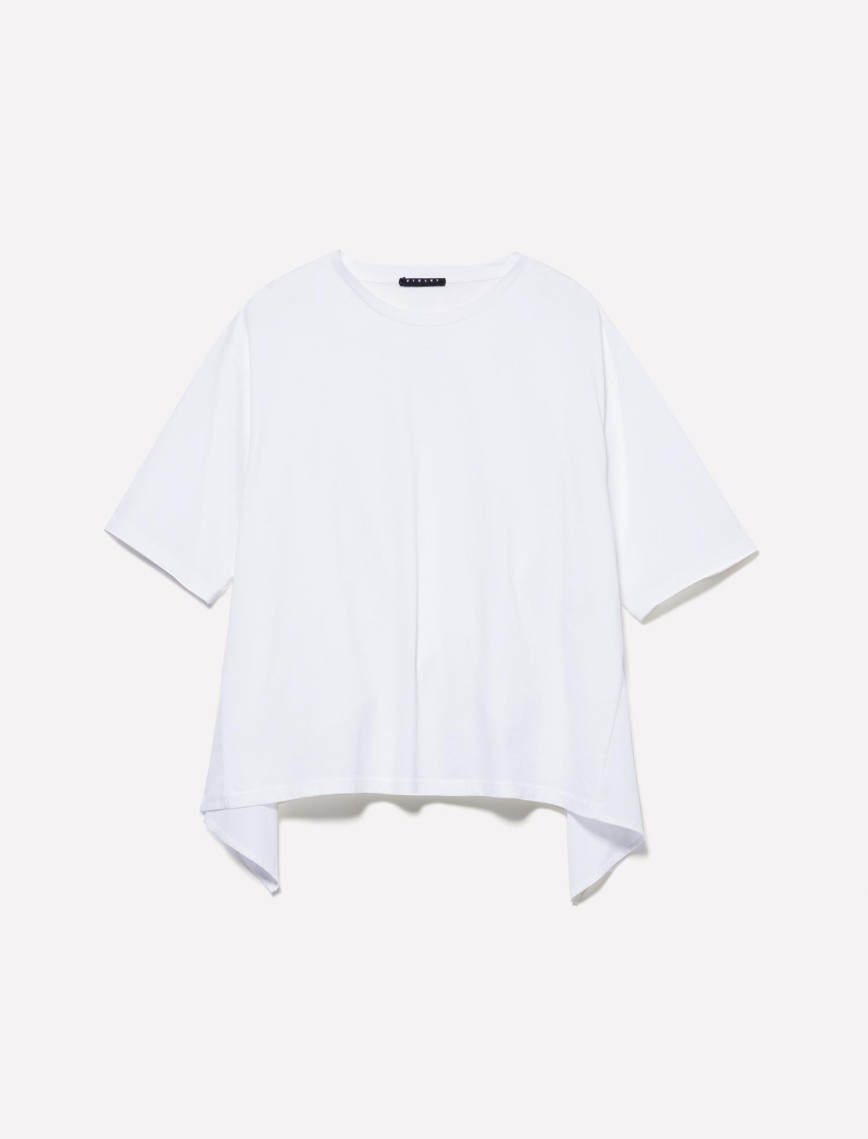 Kadın Beyaz %100 Pamuk Arkası Bağcıklı Bisiklet Yaka Regular Fit T-Shirt Kadın Beyaz %100 Pamuk Arkası Bağcıklı Bisiklet Yaka Regular Fit T-Shirt