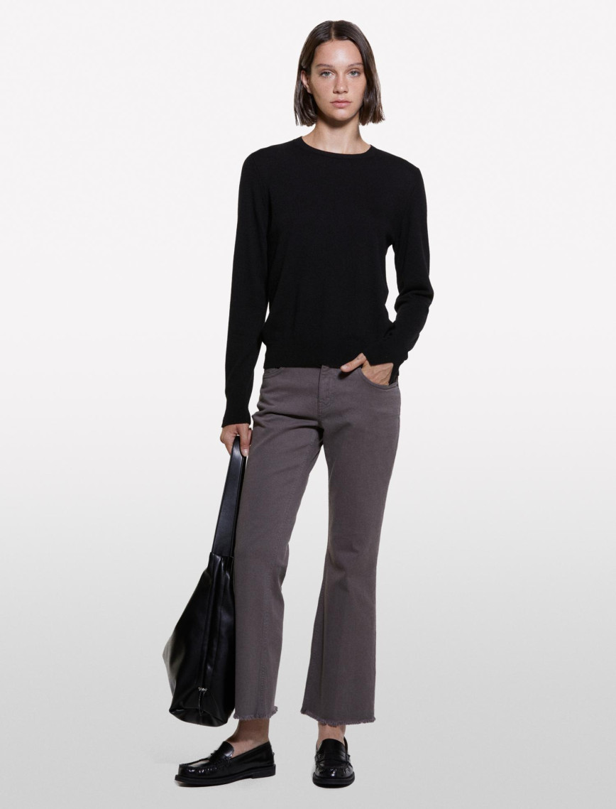 Kadın Siyah Kaşmir Karışımlı Regular Fit Kazak