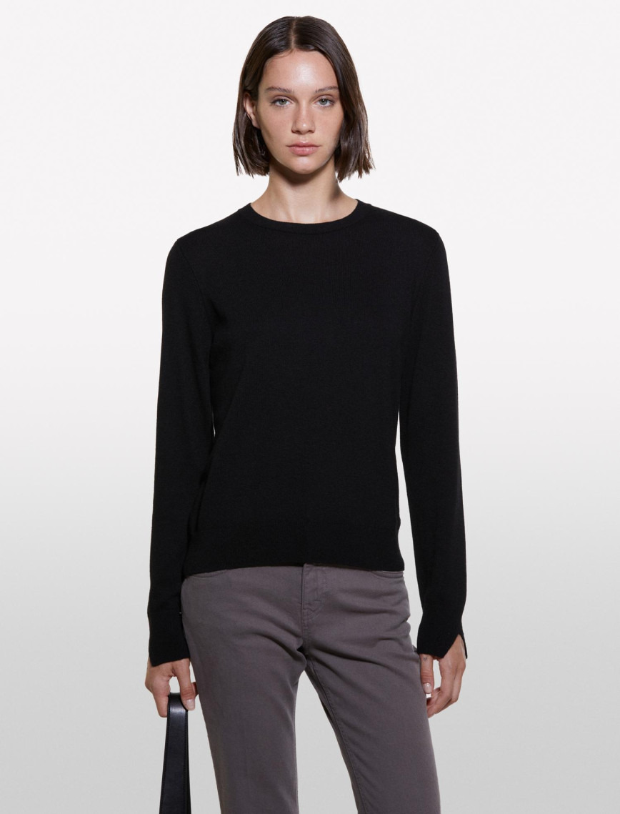 Kadın Siyah Kaşmir Karışımlı Regular Fit Kazak