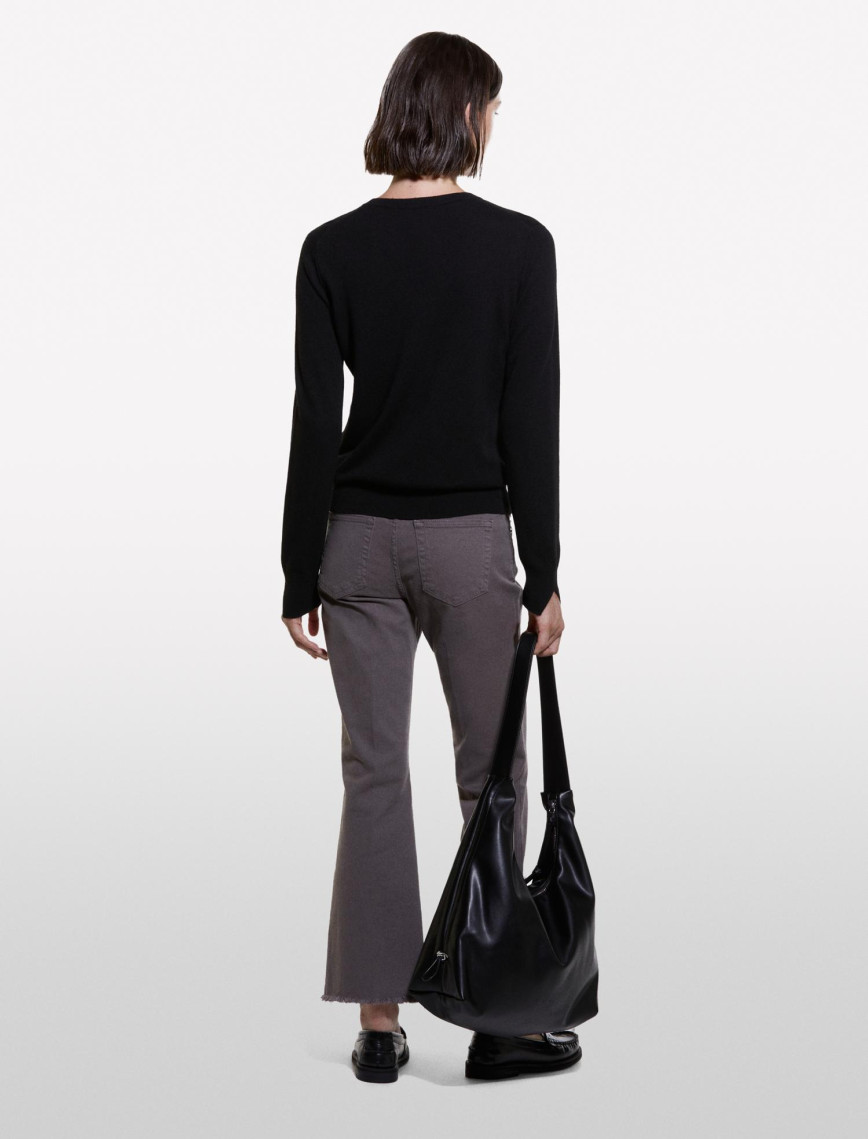 Kadın Siyah Kaşmir Karışımlı Regular Fit Kazak