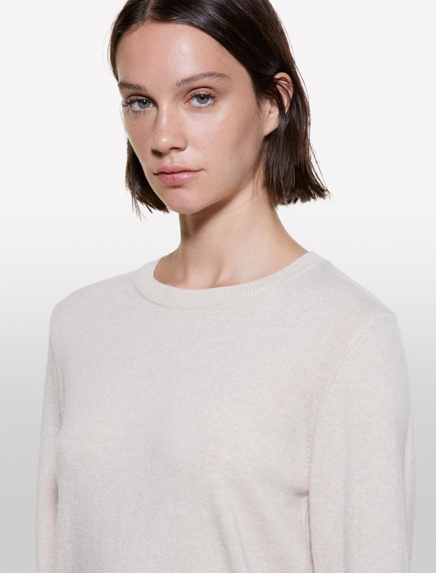 Kadın Krem Kaşmir Karışımlı Regular Fit Kazak Kadın Krem Kaşmir Karışımlı Regular Fit Kazak