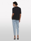 Kadın Siyah %100 Pamuk Saçak Detaylı Bisiklet Yaka Regular Fit T-Shirt