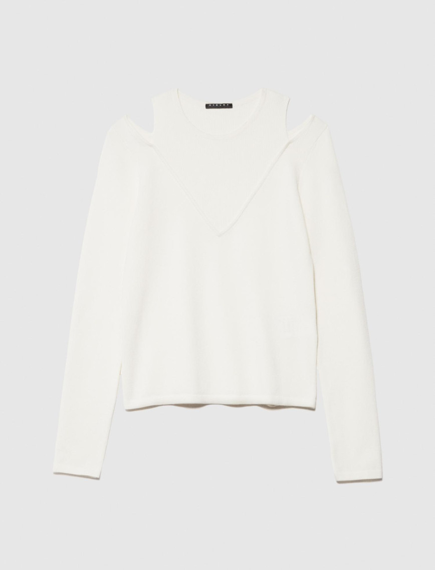 Kadın Krem Viskoz Karışımlı Önü Pencere Detaylı Dar Kesim Kazak Kadın Krem Viskoz Karışımlı Önü Pencere Detaylı Dar Kesim Kazak