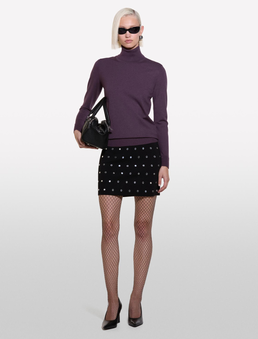 Kadın Siyah Viskoz Karışımlı Balıkçı Yaka Düz Kazak Kadın Siyah Viskoz Karışımlı Balıkçı Yaka Düz Kazak