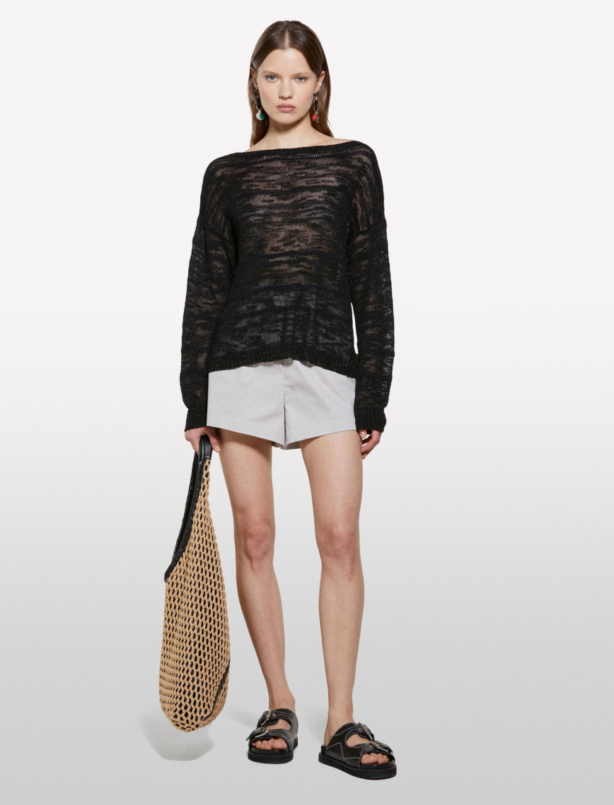 Kadın Bej Pamuk Karışımlı Kayık Yaka Regular Fit Kazak Kadın Bej Pamuk Karışımlı Kayık Yaka Regular Fit Kazak