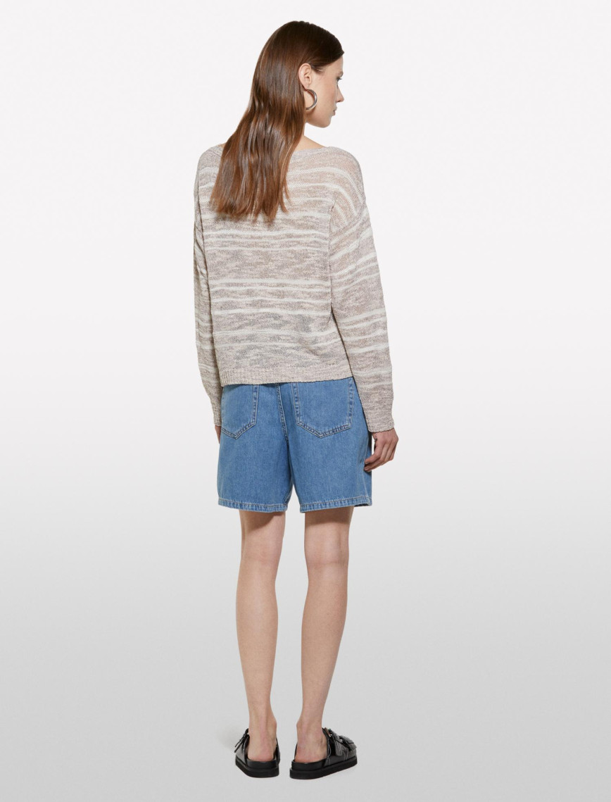 Kadın Bej Pamuk Karışımlı Kayık Yaka Regular Fit Kazak Kadın Bej Pamuk Karışımlı Kayık Yaka Regular Fit Kazak