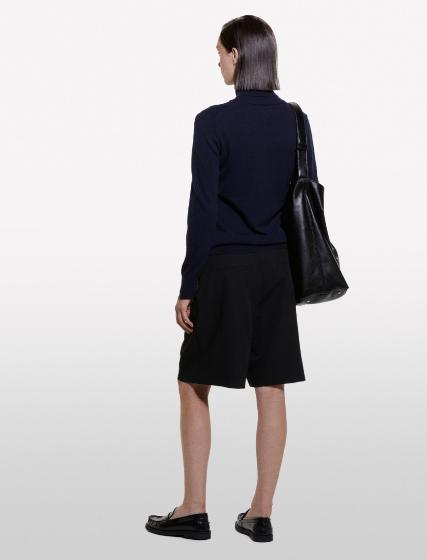 Kadın Lacivert Yün ve Kaşmir Karışımlı Ribana Detaylı Balıkçı Yaka Kazak Kadın Lacivert Yün ve Kaşmir Karışımlı Ribana Detaylı Balıkçı Yaka Kazak