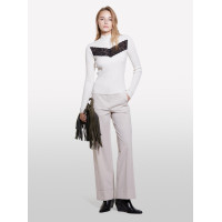 Kadın Bej Yün Karışımlı Önü Dantel Detaylı Dar Kesim Kazak Kadın Bej Yün Karışımlı Önü Dantel Detaylı Dar Kesim Kazak